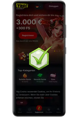 Fertig, Sie sind erfolgreich im Casino eingeloggt über den Yep Casino Login